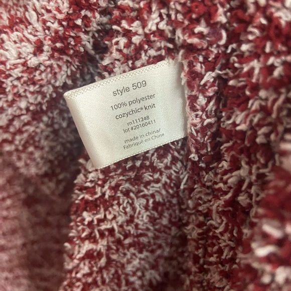 Barefoot Dreams Cozy Chic Red White Speckled Long Belted  Robe 509 - Picture 10 of 10